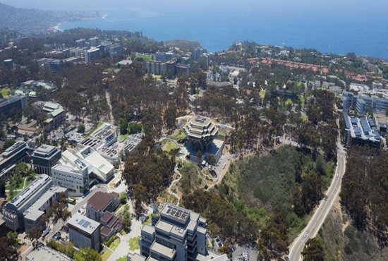 Number 125 over UC San Diego aerial view